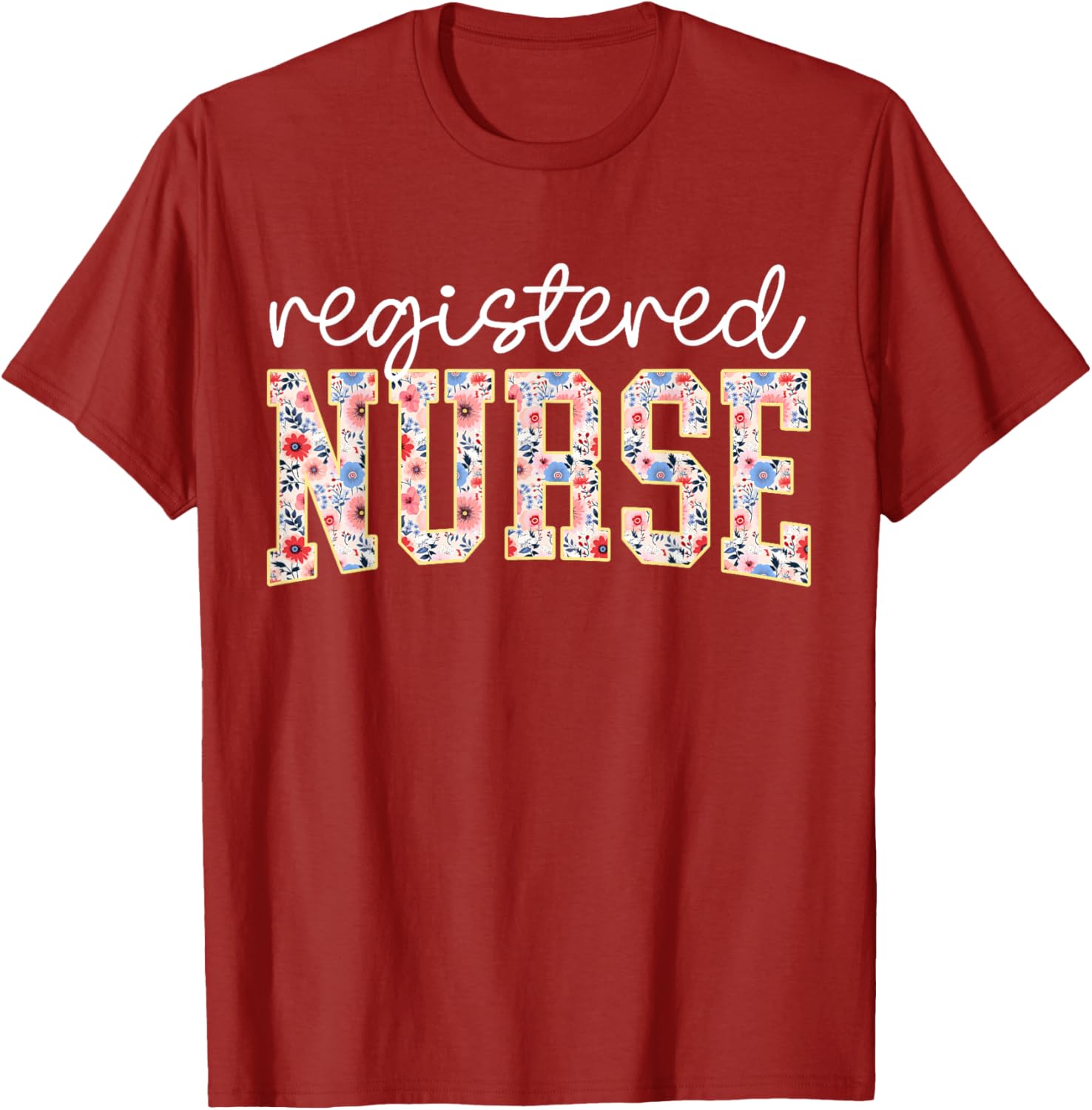 Floral Print RN Nurse T-Shirt for Women - Perfect for Nursing School - 14