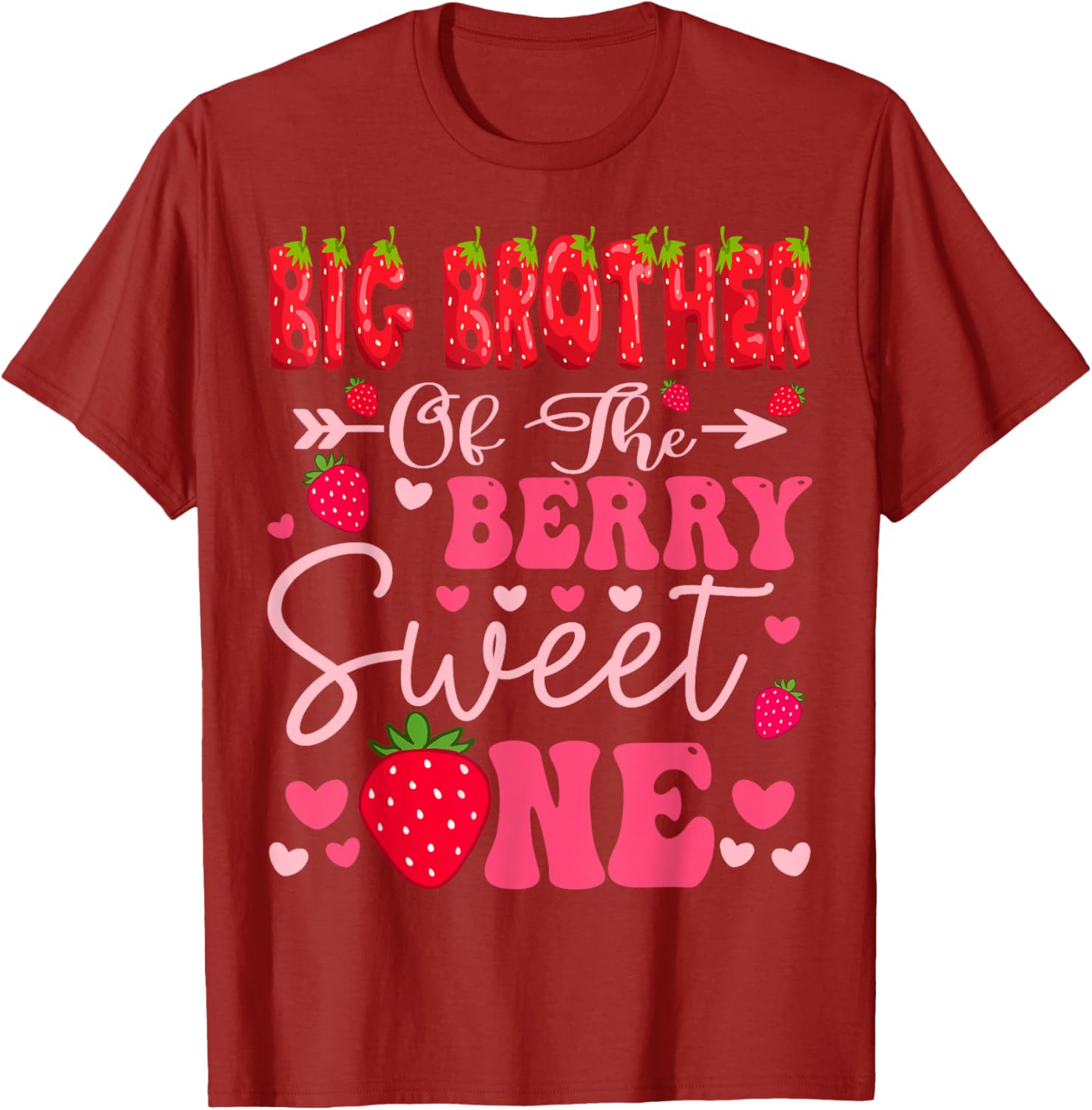 Big Brother Berry Sweet Strawberry 1st Birthday T-Shirt for Kids - 9