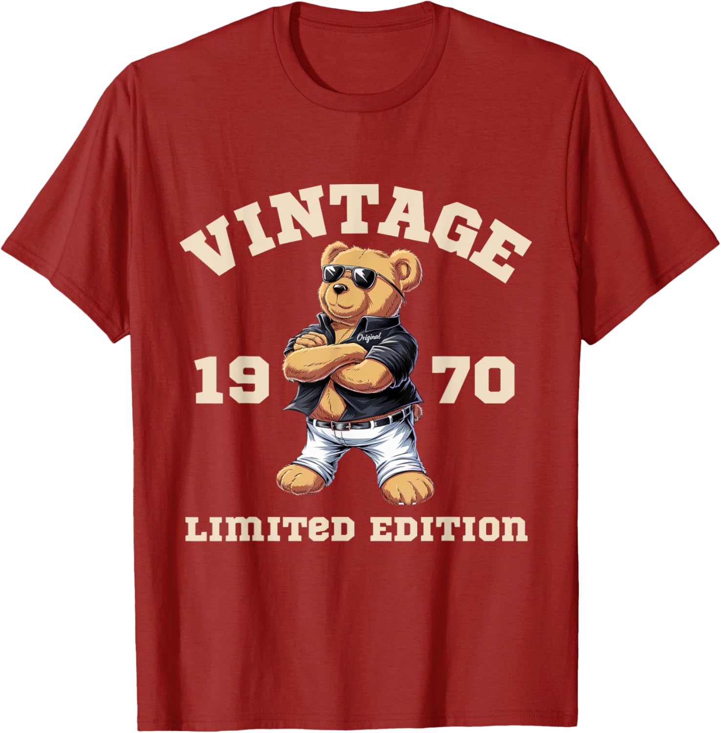 Mens Vintage 55th Birthday Teddy Bear T-Shirt for 1970 Born Lovers - 6