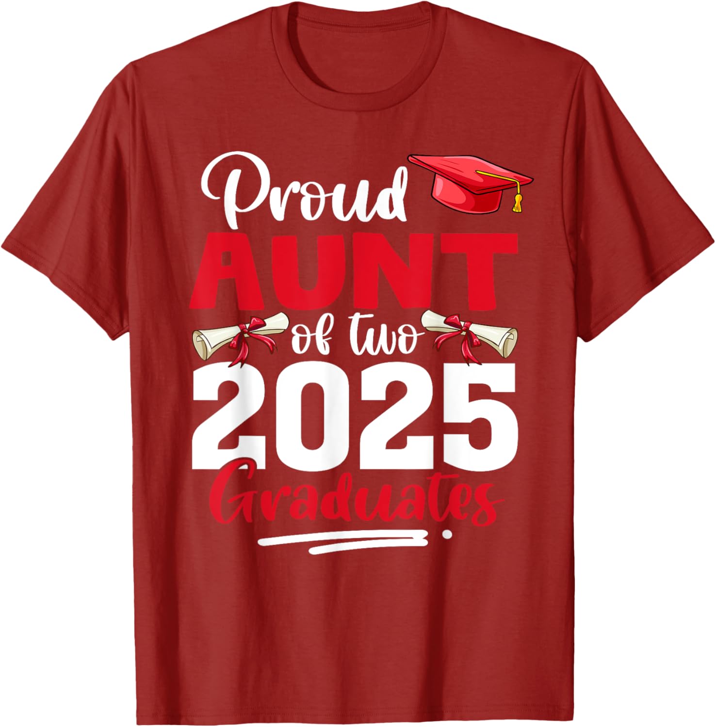 Proud Aunt of Two Graduates Class of 2025 Twins Graduation T-Shirt - 8