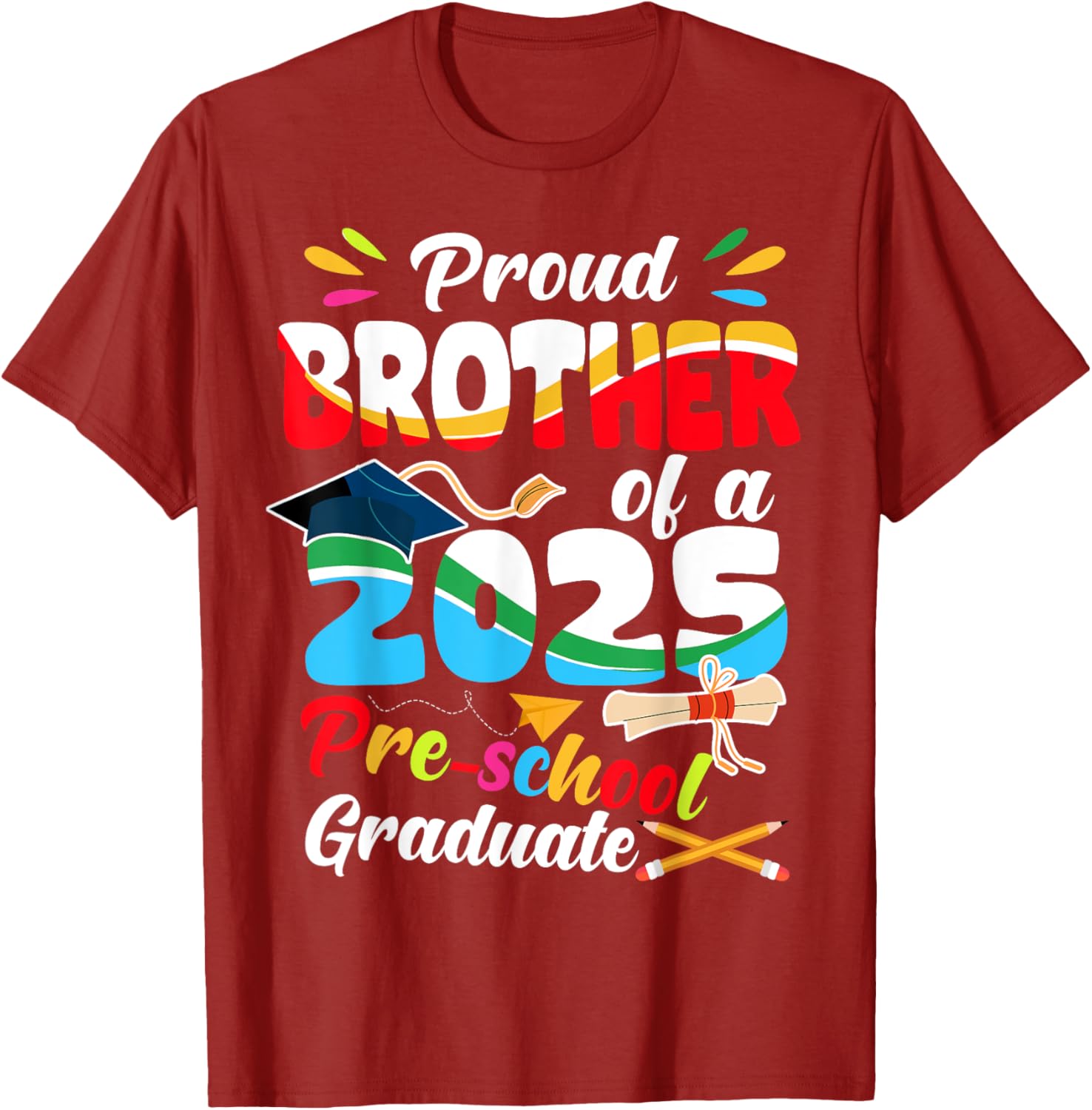 Proud Brother of Pre-K Graduate 2025 T-Shirt for Graduation Celebrations - 8
