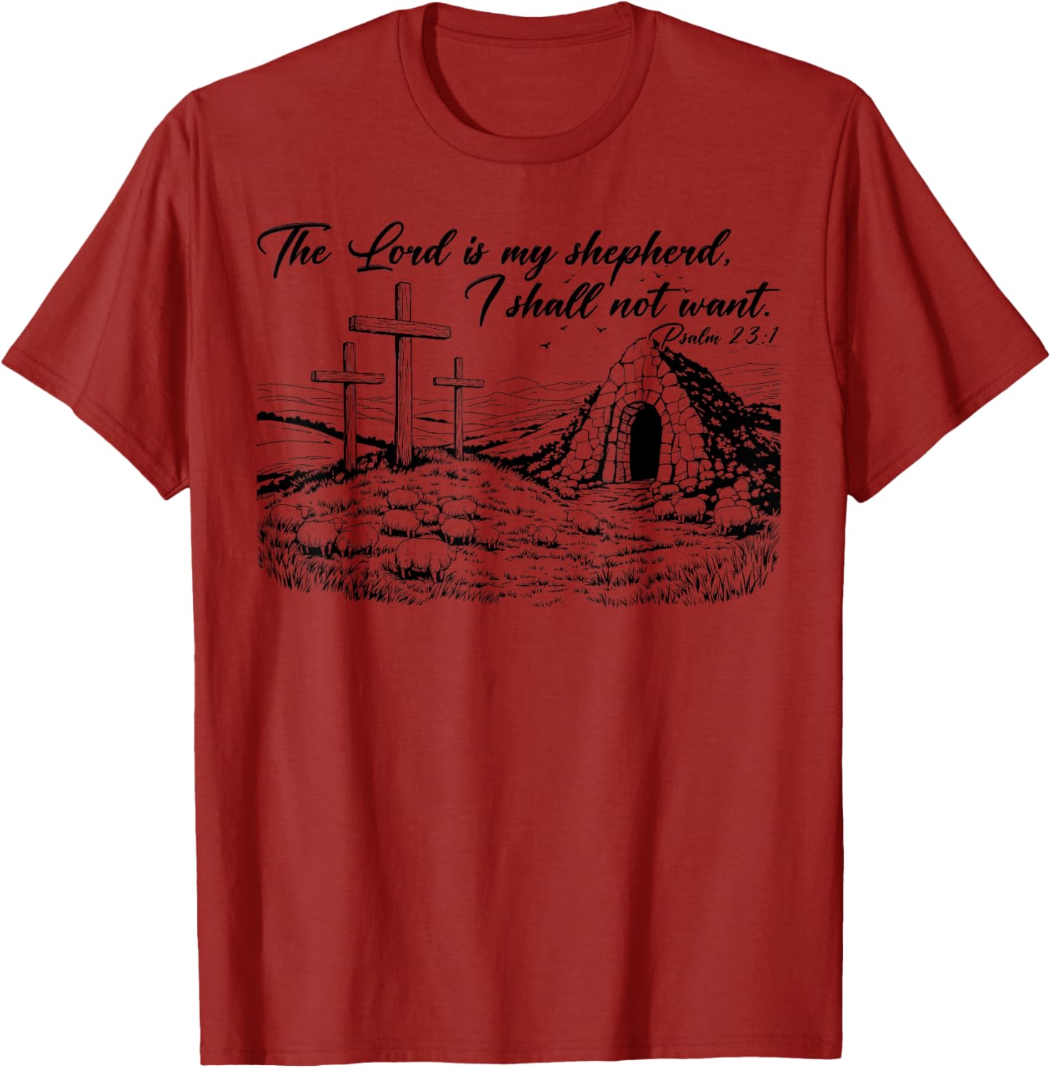 Happy Easter Christian T-Shirt The Lord Is My Shepherd Design - 6