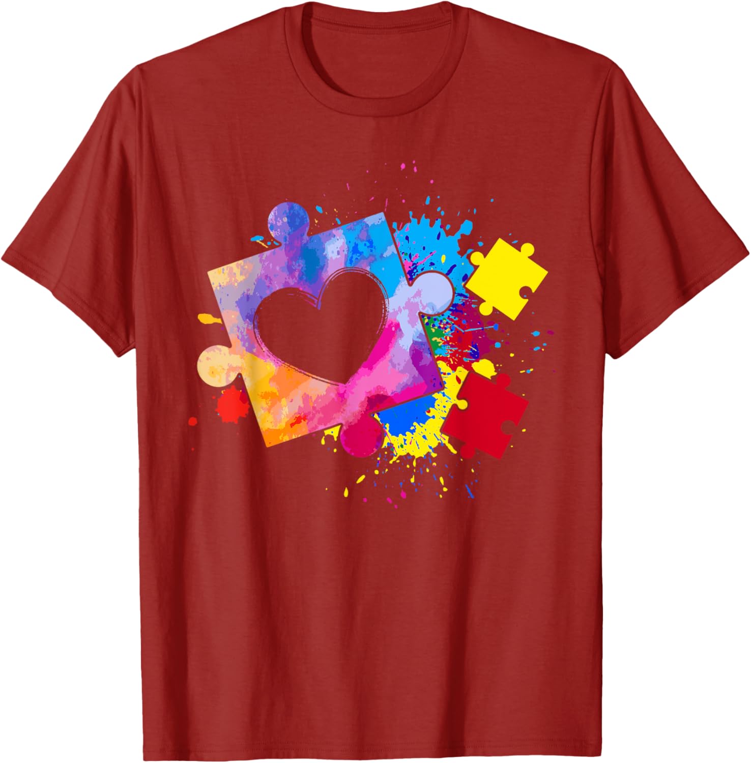 Autism Awareness Tie Dye Puzzle Piece Heart Kids T-Shirt for Boys and Girls - 1