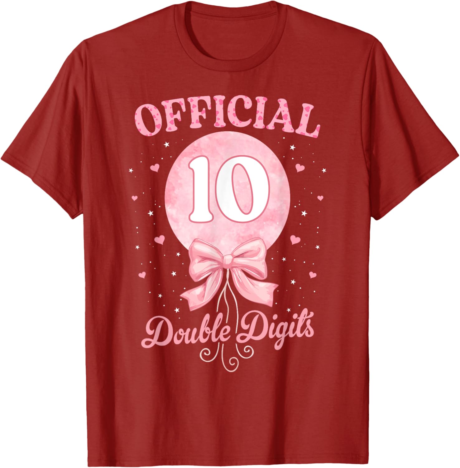 Pink Coquette Bow T-Shirt for 10 Year Old Birthday Girl Celebration - 10