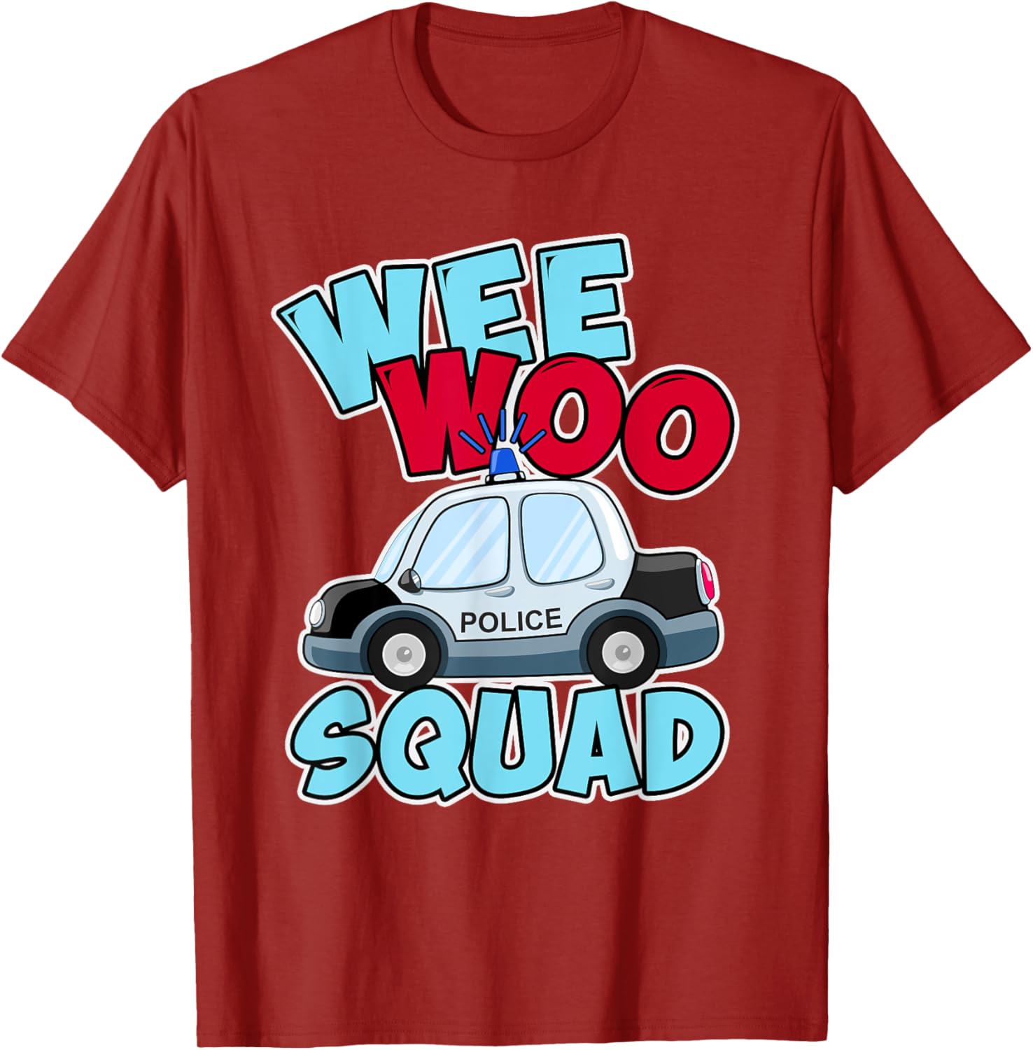 Wee Woo Squad Police Car T-Shirt for Kids - Fun Policeman Design - 10