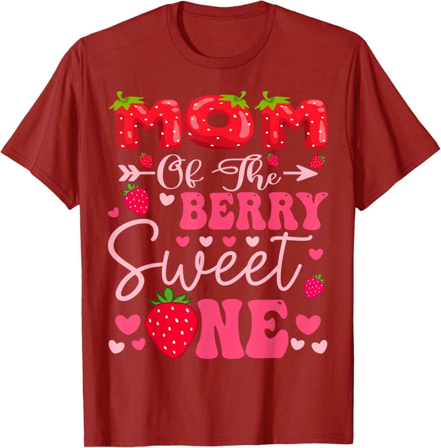 Mom Of The Berry Sweet One Strawberry First Birthday Girl T-Shirt - 8