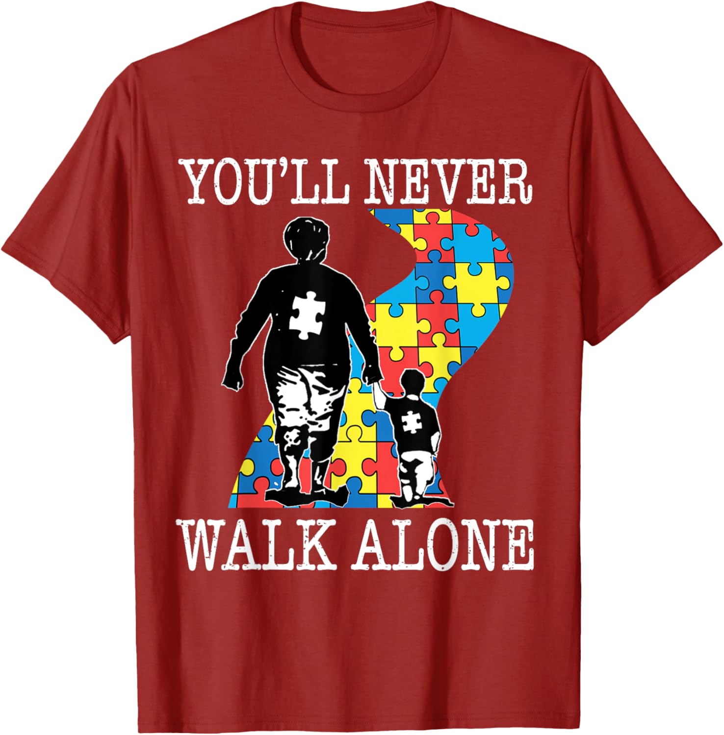 Autism Grandma Support Alone Puzzle You'll Never Walk T-Shirt for Comfort - 20