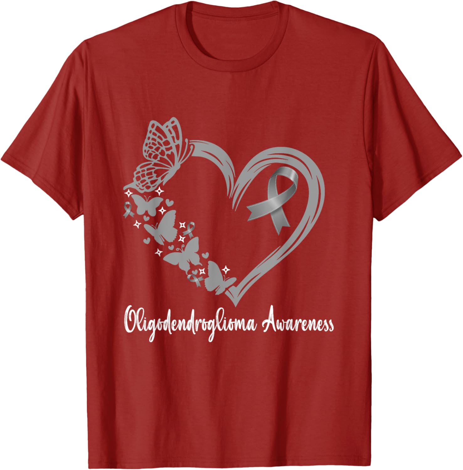 Oligodendroglioma Awareness Warrior Heart T-Shirt for Support & Unity - 6