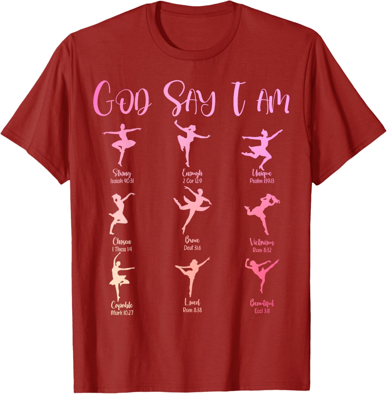 Christian God Says I Am Cute Pink Ballet Dancer T-Shirt for Girls - 9
