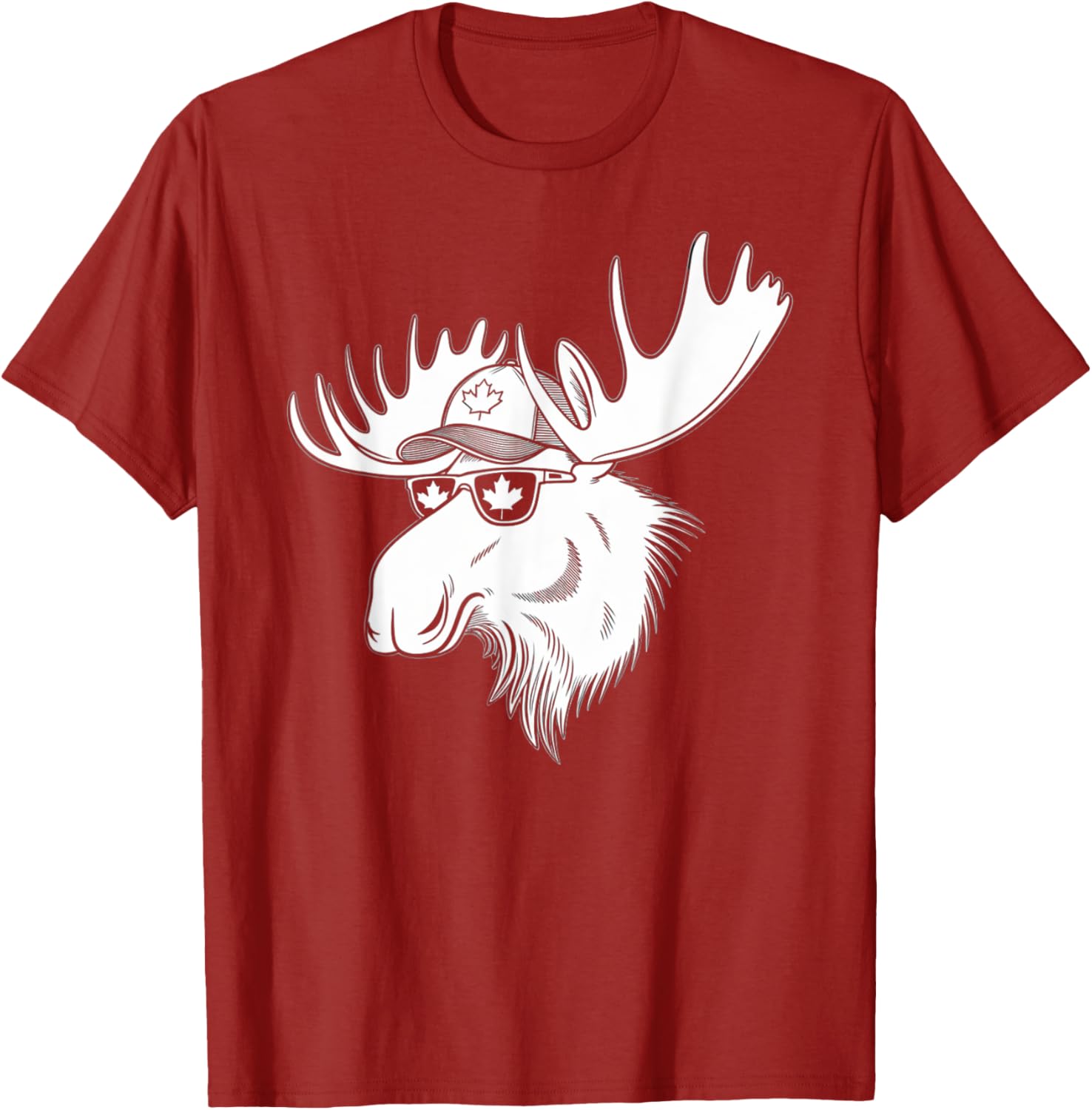 Funny Canada Day T-Shirt with Moose and Maple Leaf Sunglasses Design - 2