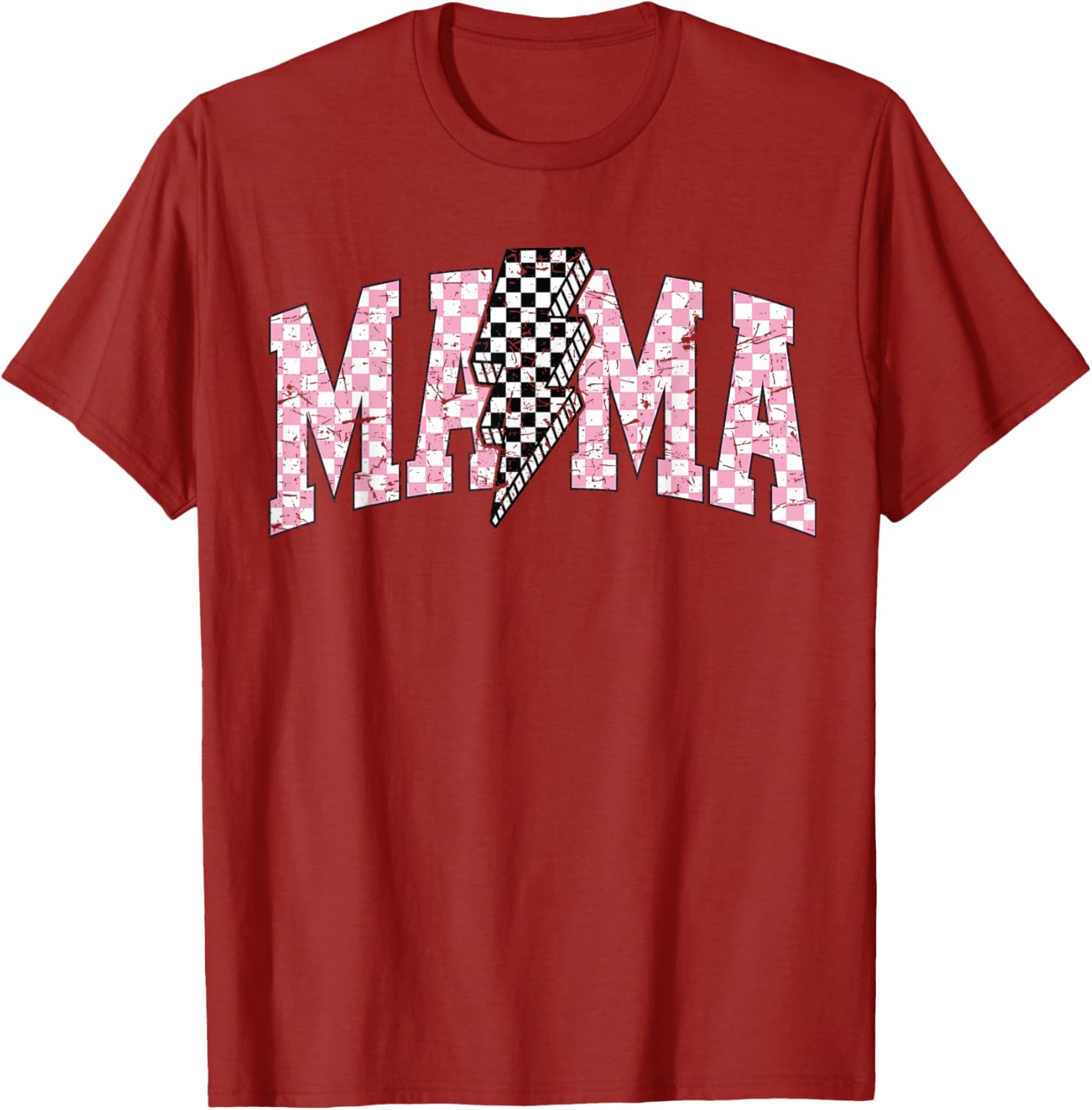 Retro Checkered Bolt Mama T-Shirt for Women, Men, Girls, and Kids - 19