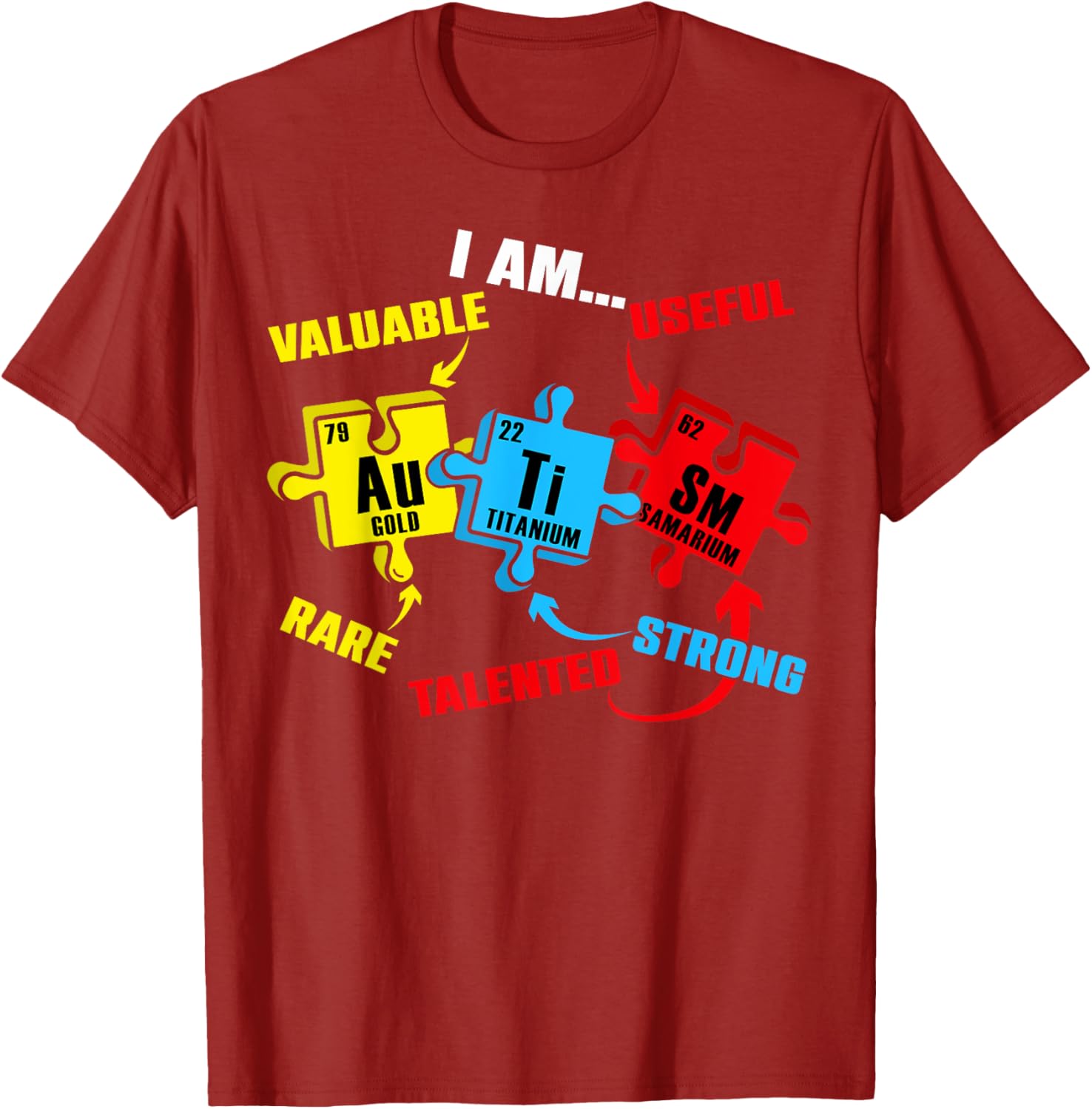 Chemistry Elements Periodic Table Puzzle T-Shirt for Autism Awareness - 3