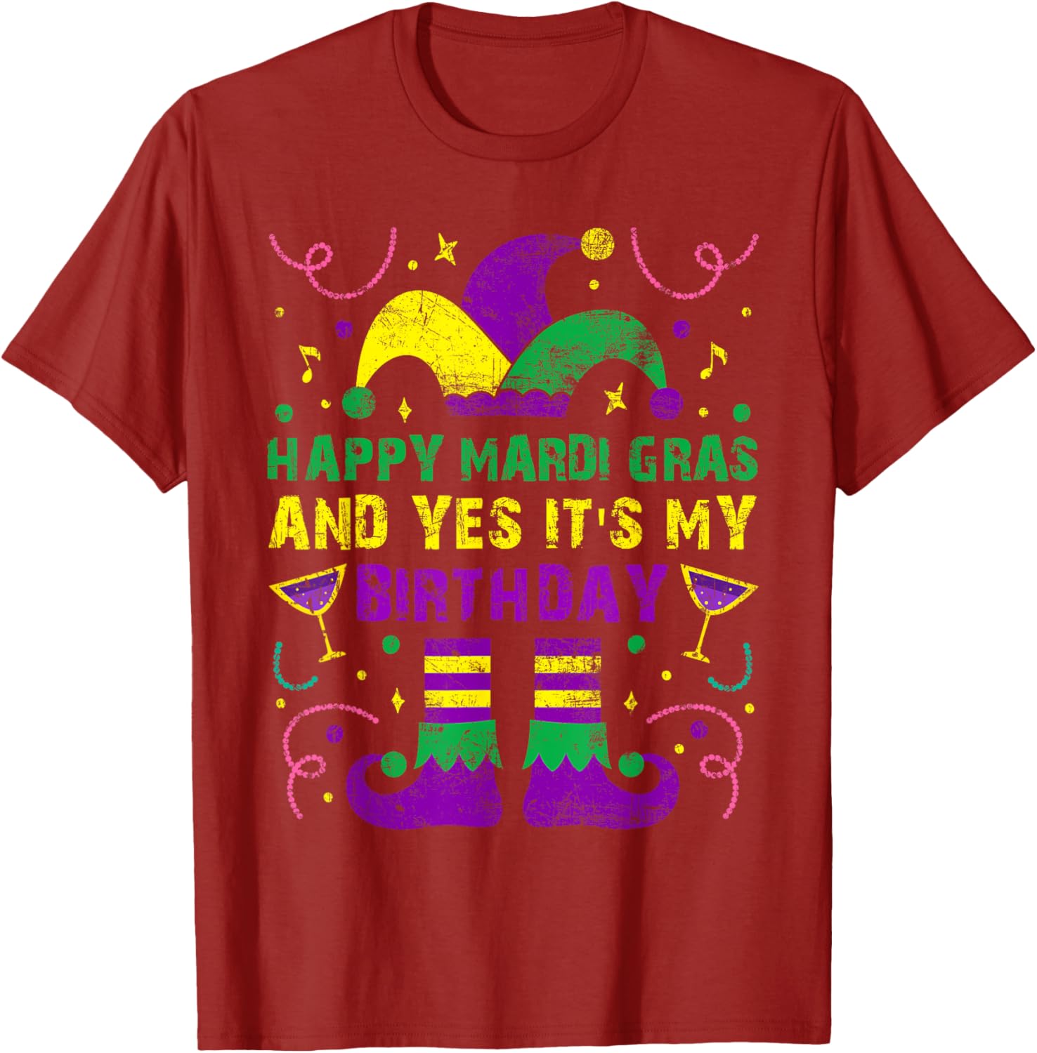 Happy Mardi Gras Birthday T-Shirt for Men Women Kids Party Fun - 1
