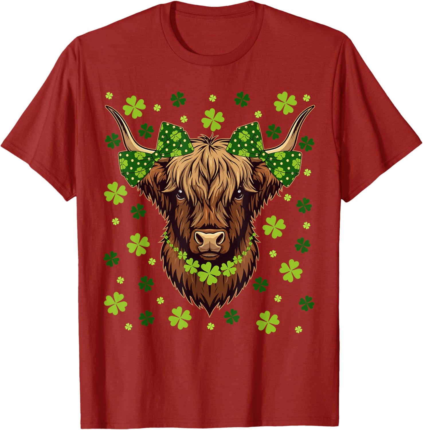 Highland Cow Shamrock T-Shirt for St Patricks Day Celebrations - 17