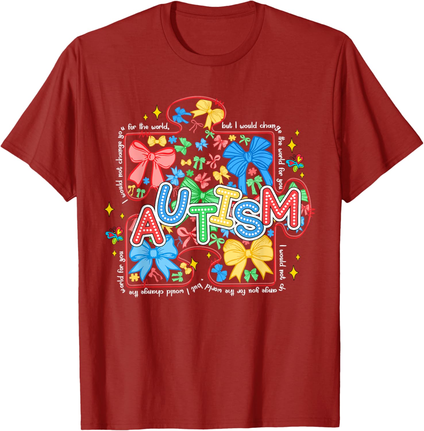 Autism Awareness Puzzle Bow Women's T-Shirt Cute and Stylish Design - 11