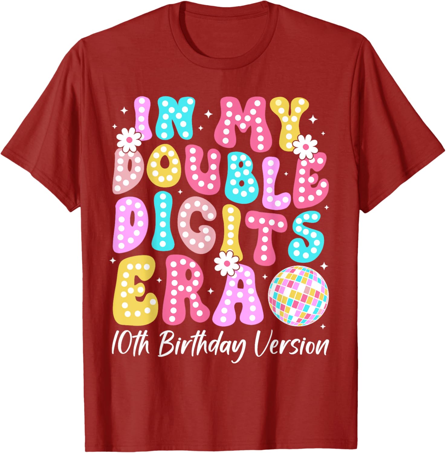 Retro 10th Birthday Girls T-Shirt In My Double Digits Era Design - 15