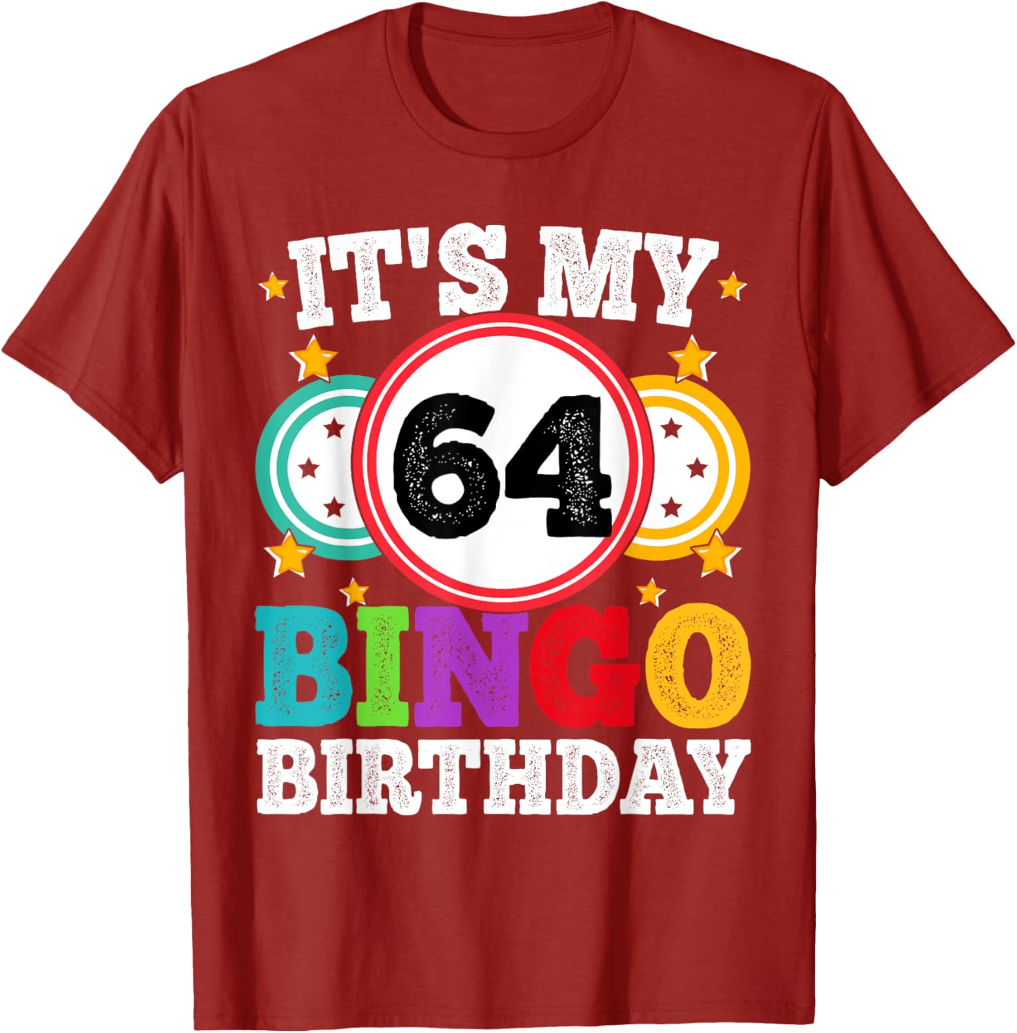 Funny 64th Birthday Bingo T-Shirt for Men and Women - Celebrate in Style! - 9