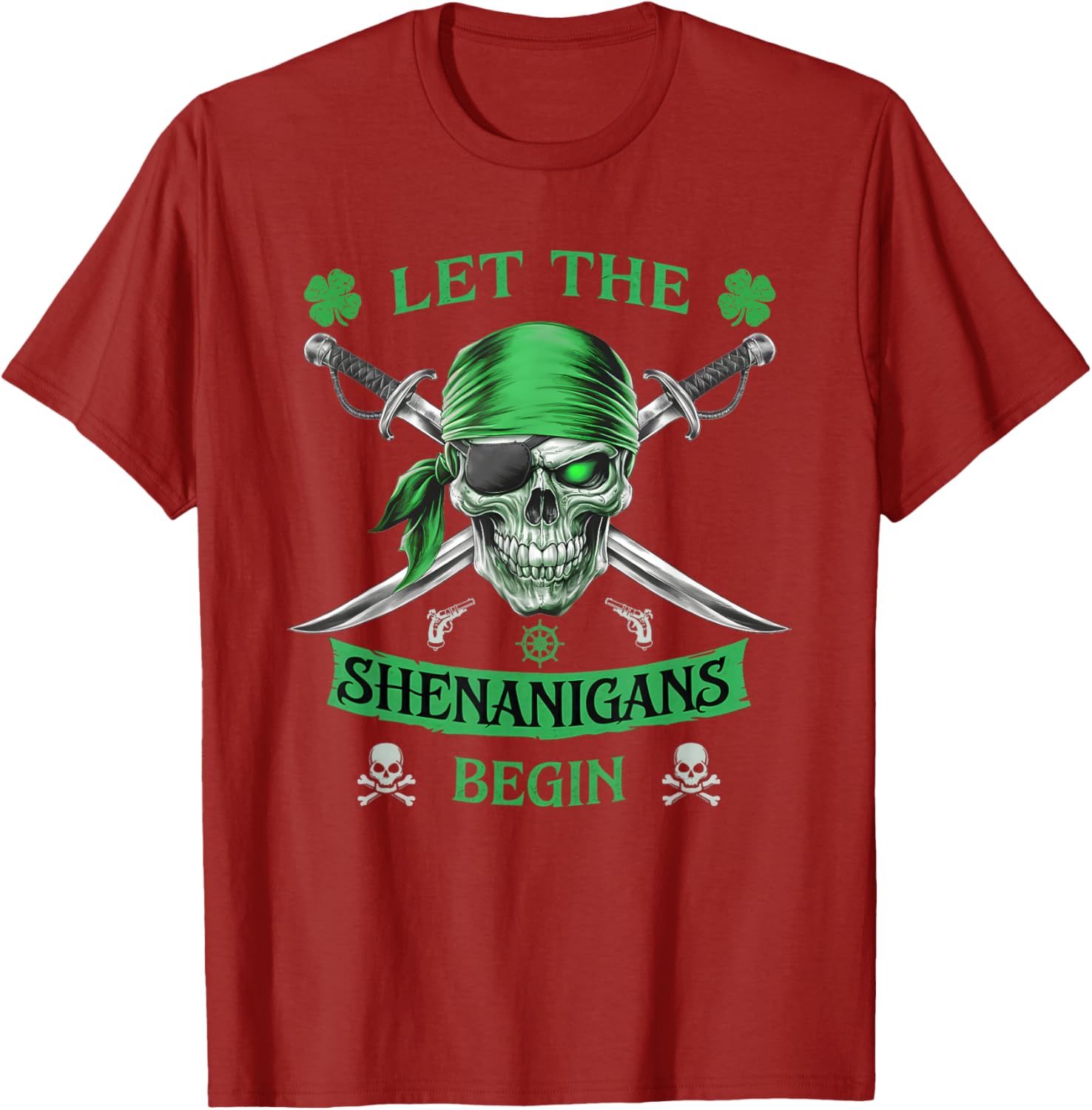 Pirate St Patricks Day Skull T-Shirt for Men Let the Shenanigans Begin - 13