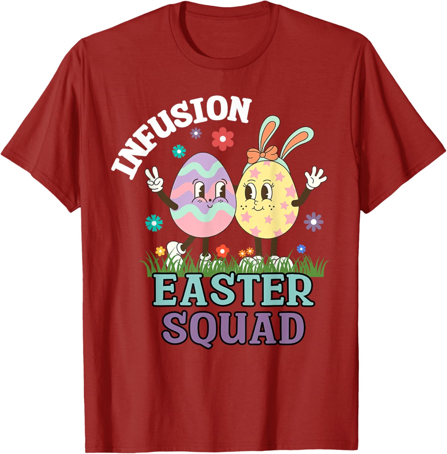 Infusion Nurse Easter Squad Bunny Eggs T-Shirt for Oncology Nurses - 11