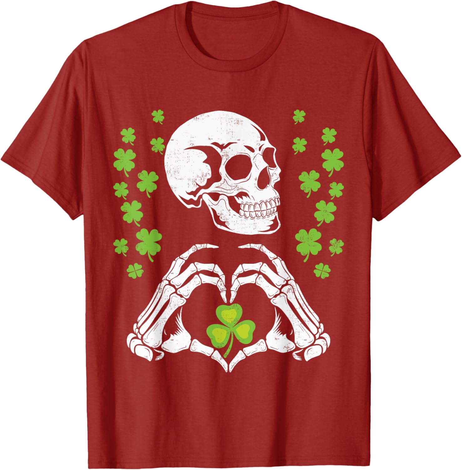 St Patrick's Day Skeleton Skull Heart Shamrock T-Shirt for Festive Fun - 14