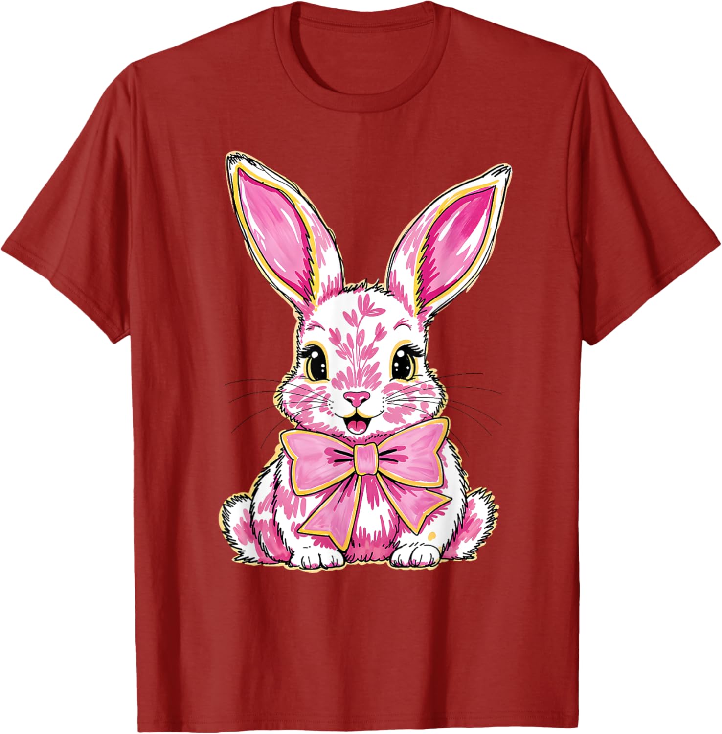 Happy Easter Bunny Coquette Bow Preppy T-Shirt for Women and Girls - 2