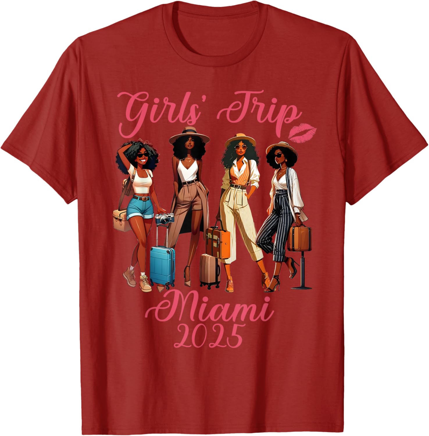 Miami Girls Trip 2025 Birthday Squad T-Shirt for Black Girls Fun Vacation - 1