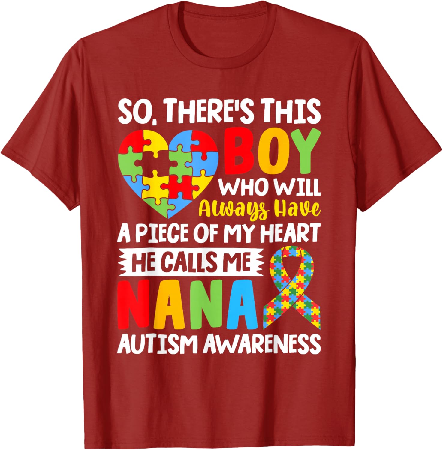 Proud Autism Grandma T-Shirt Heart Design for Nana Autism Awareness - 15