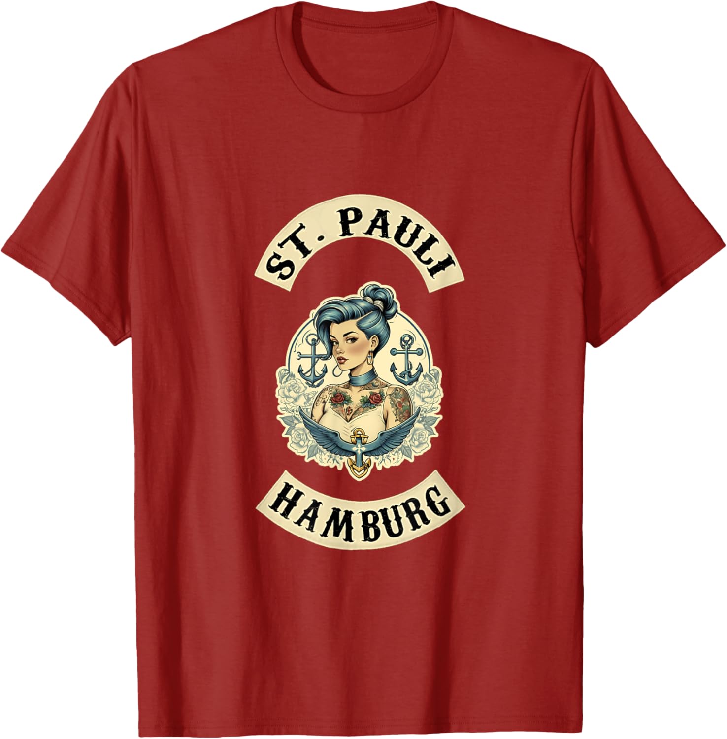 Hamburg St. Pauli Reeperbahn Sailor Tattoo Girl T-Shirt for Fans - 16