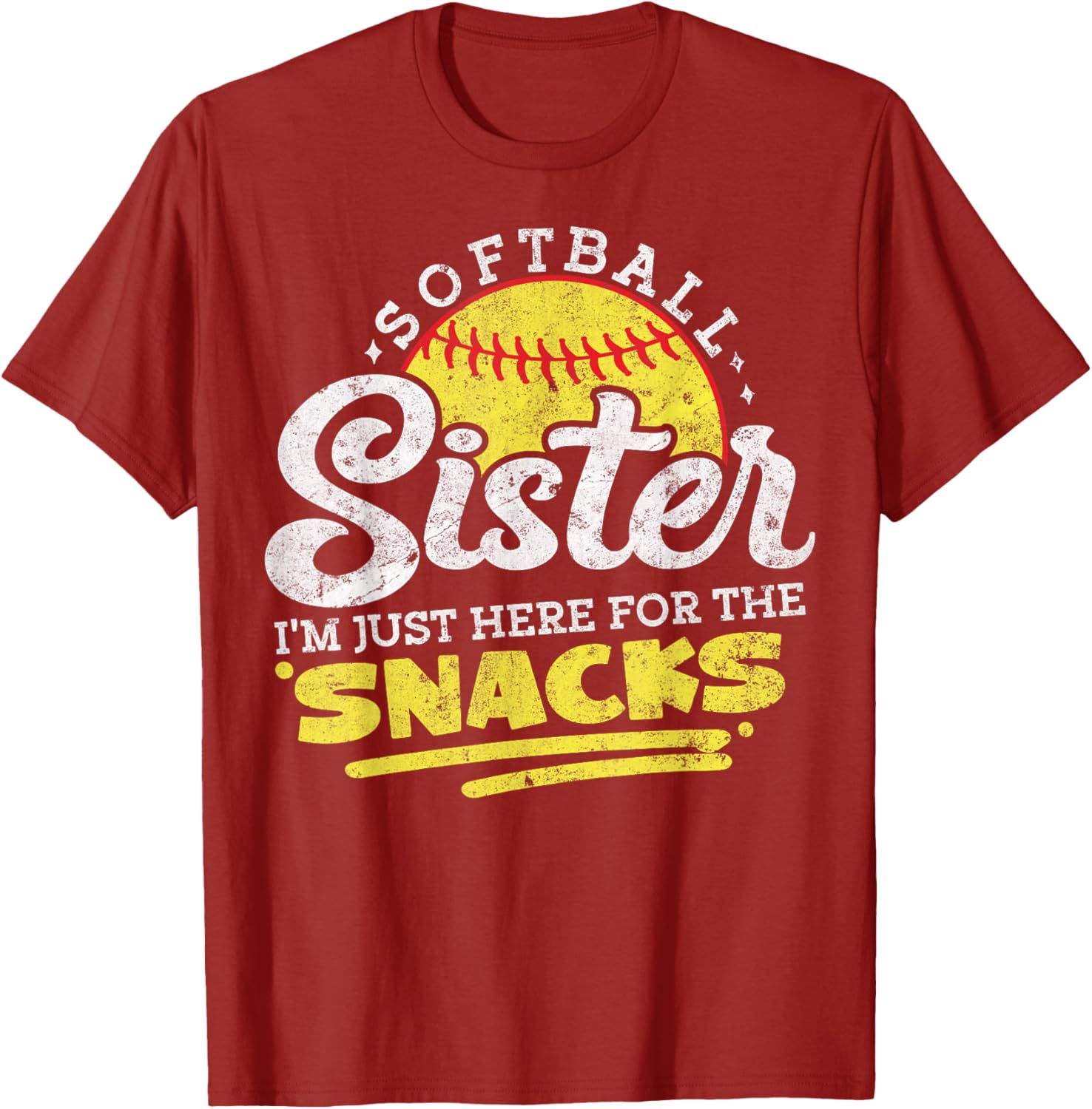 Softball Sister Funny Snack Lover Retro T-Shirt for Game Days - 4