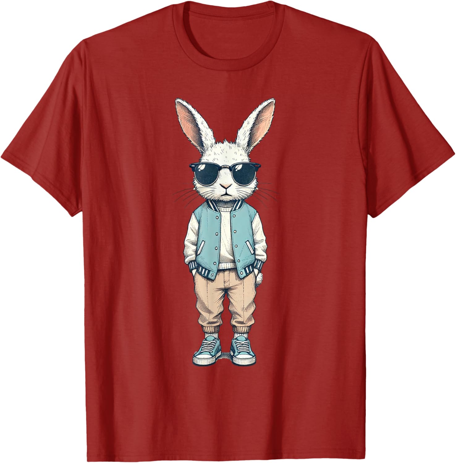 Boys Easter Bunny Rabbit T-Shirt with Sunglasses for Kids and Men - 16