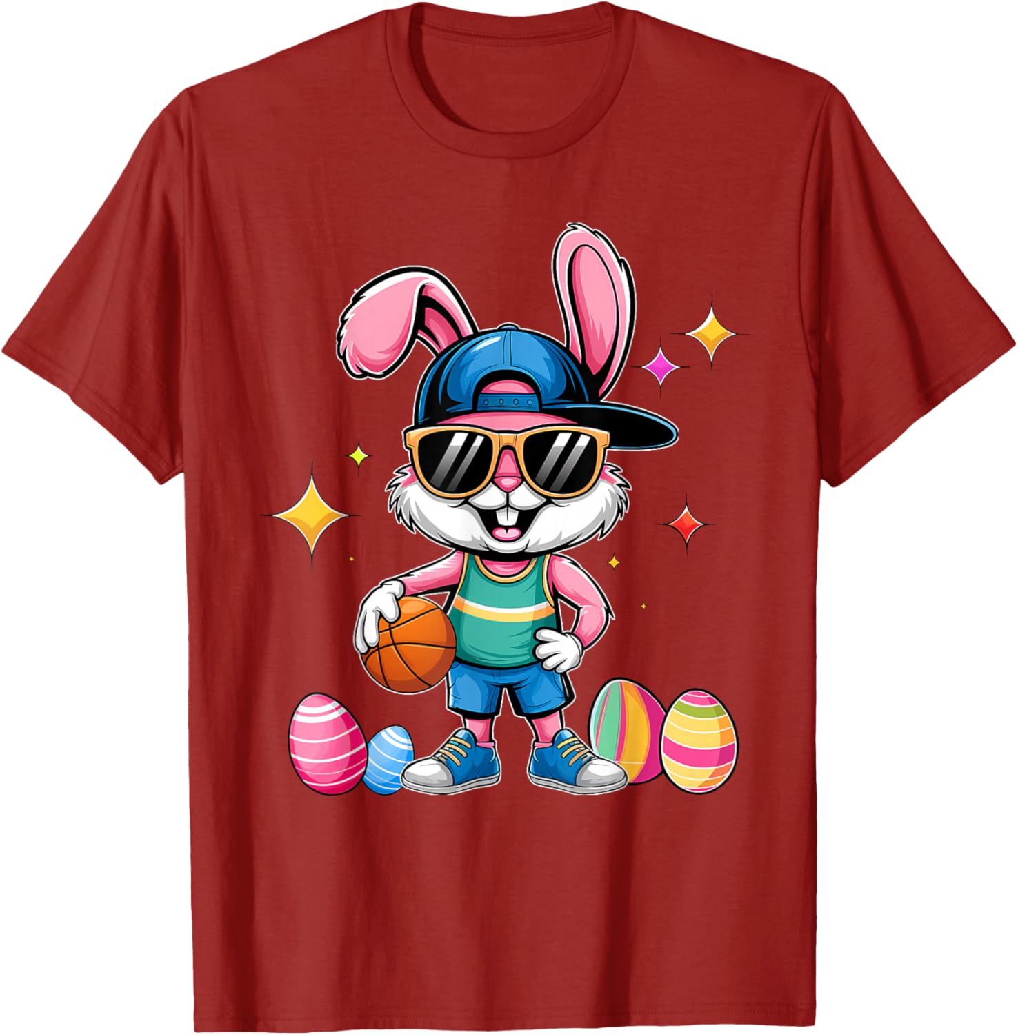 Happy Easter Bunny Basketball T-Shirt for Kids - Fun Sporty Design - 18