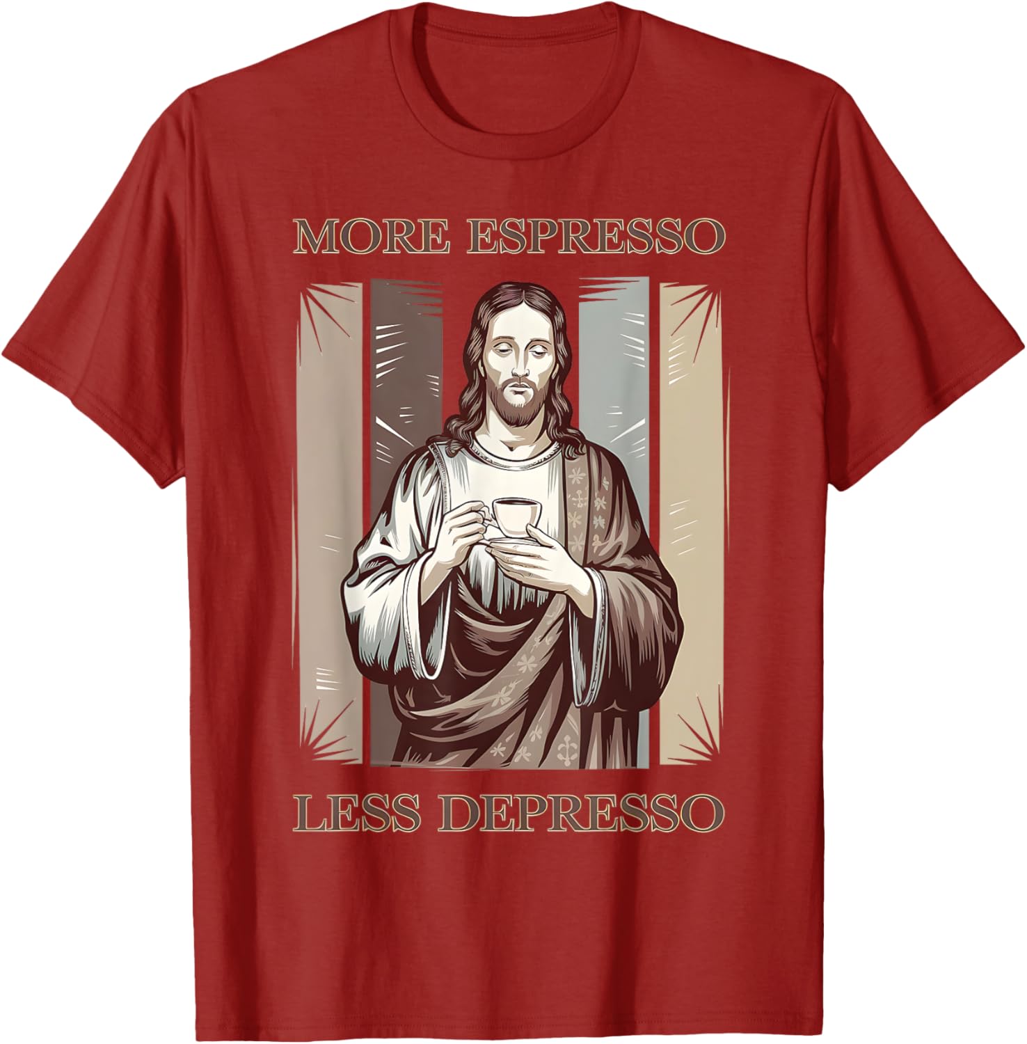 Jesus More Espresso Less Depresso Retro Coffee Lover T-Shirt - 5