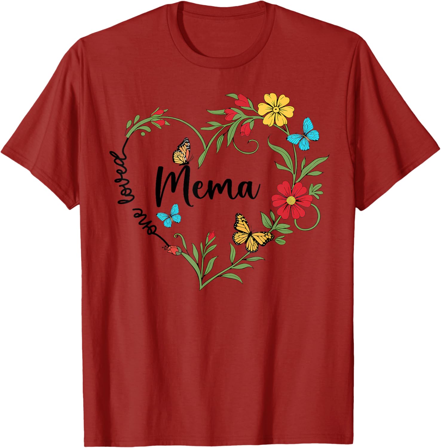 Floral One Loved Mema Heart T-Shirt for Mom and Grandma on Mother's Day - 8