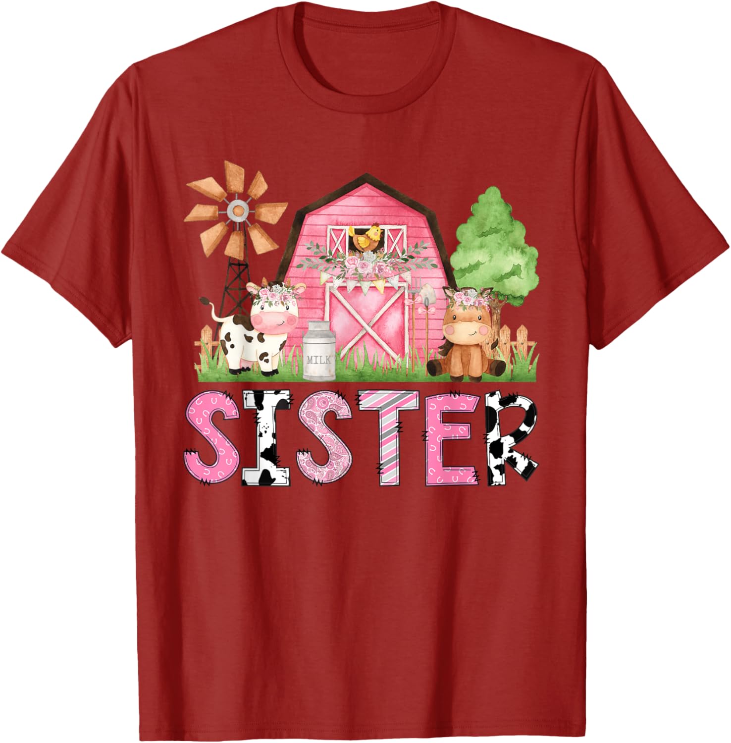 Sister Pink Farm Animal Birthday Matching Family T-Shirt for Kids - 6