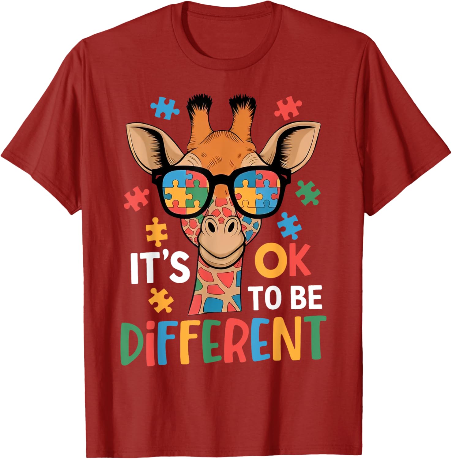 It's Okay to Be Different Giraffe Autism Awareness T-Shirt for Kids - 16