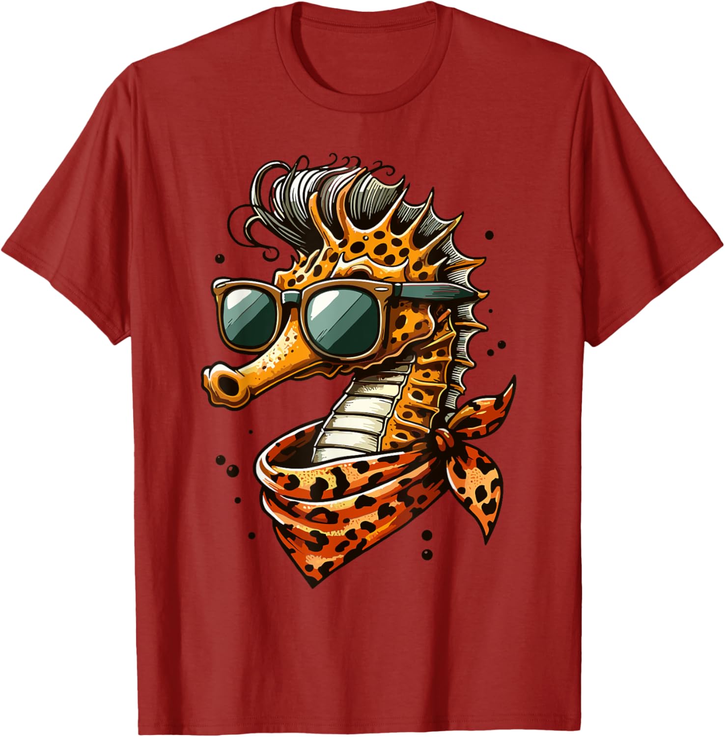 Seahorse with Leopard Scarf and Sunglasses Fun T-Shirt for Animal Lovers - 20