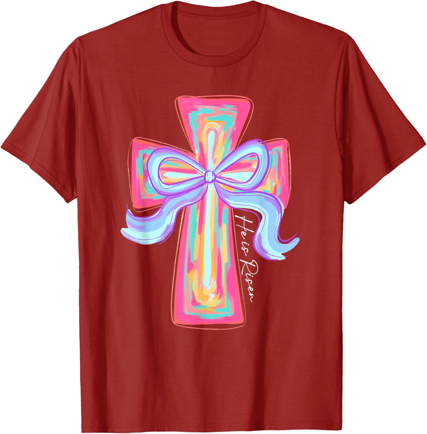 He is Risen Jesus Easter T-Shirt with Coquette Bow for Celebration - 7