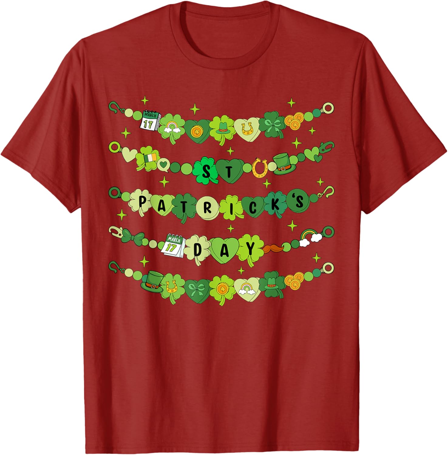 Happy St Patricks Day Friendship Bracelet T-Shirt for Girls - 6