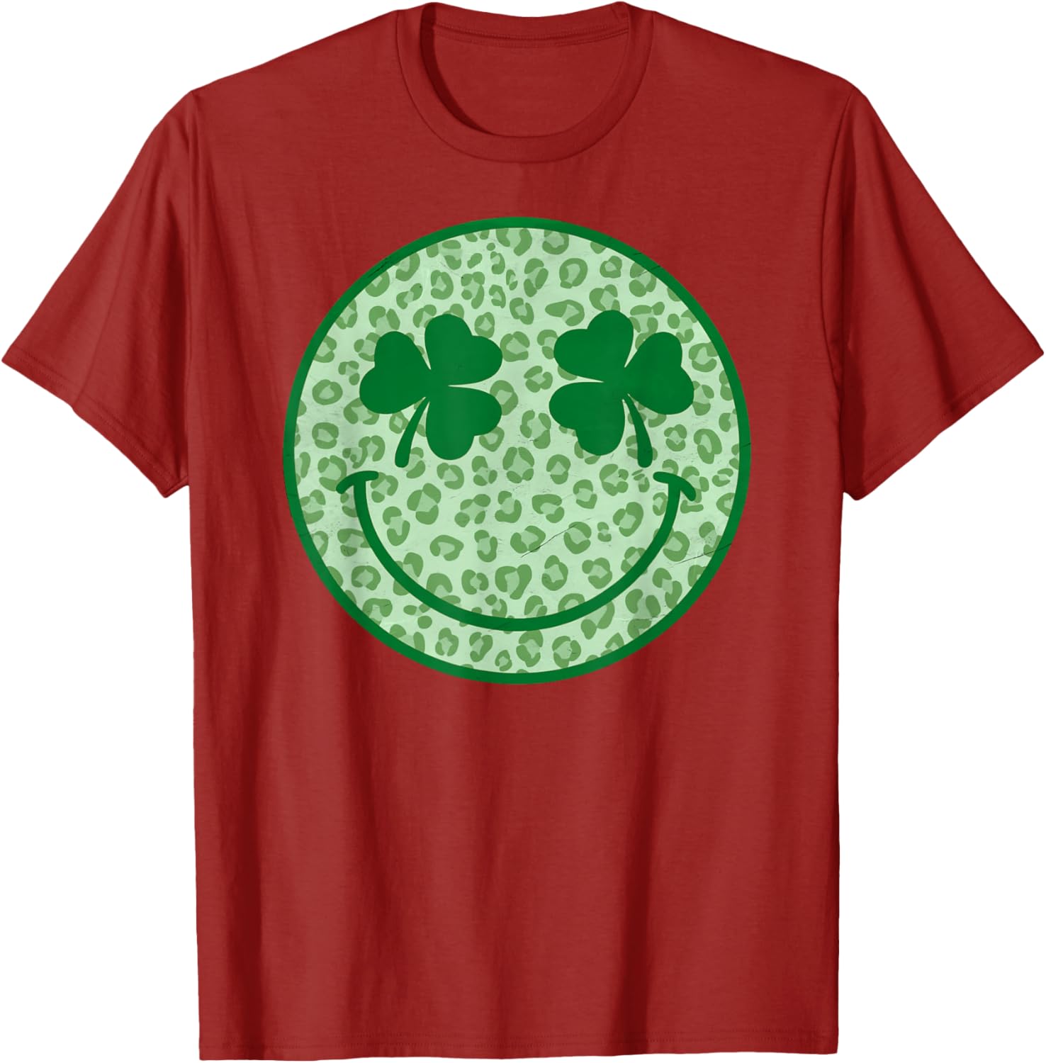 Smile Happy St Patricks Day Retro Shamrock Leopard T-Shirt for Fun Style - 17