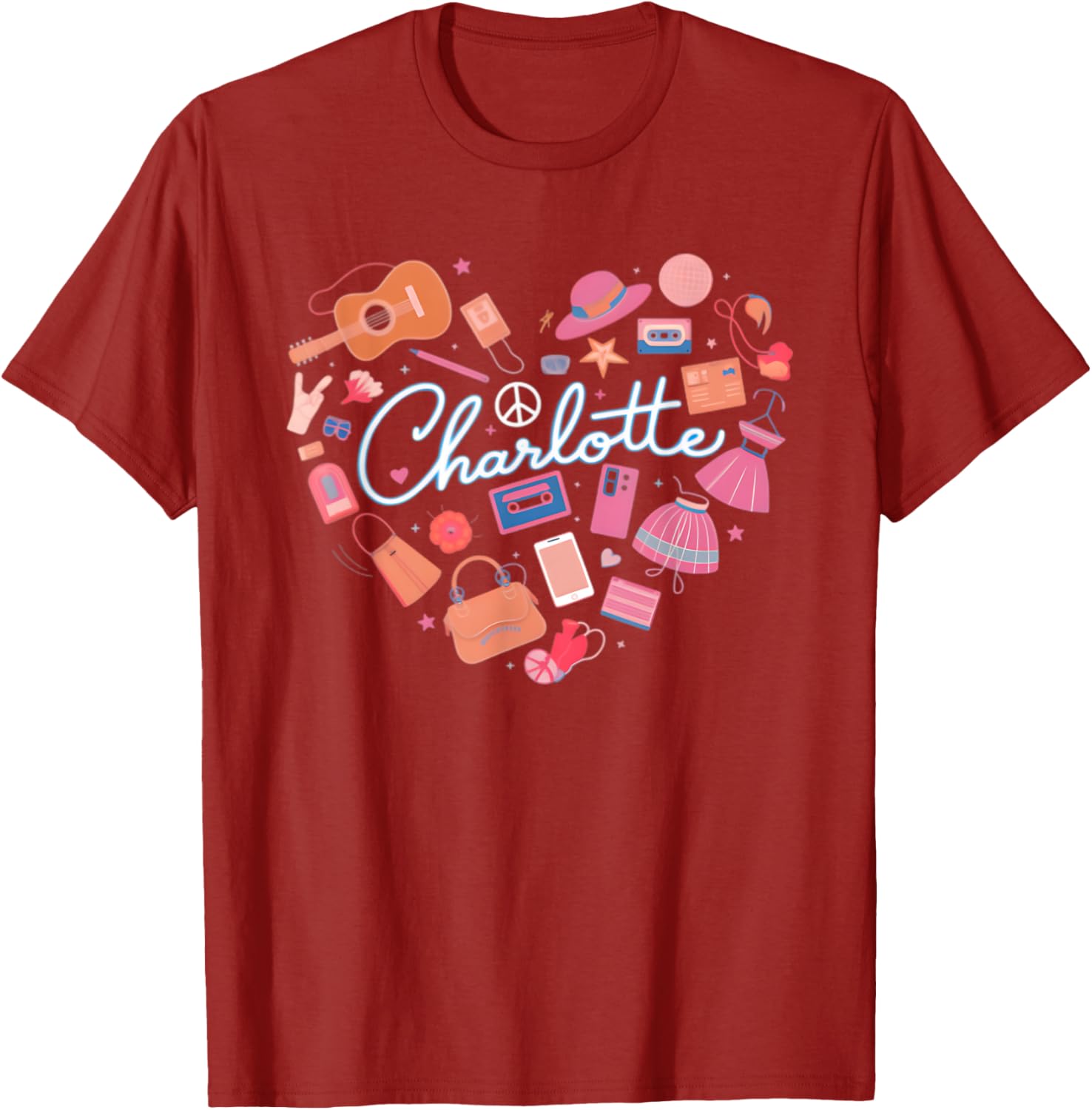 Personalized Charlotte Retro Heart T-Shirt for Girls - Cute Fashion Wear - 9