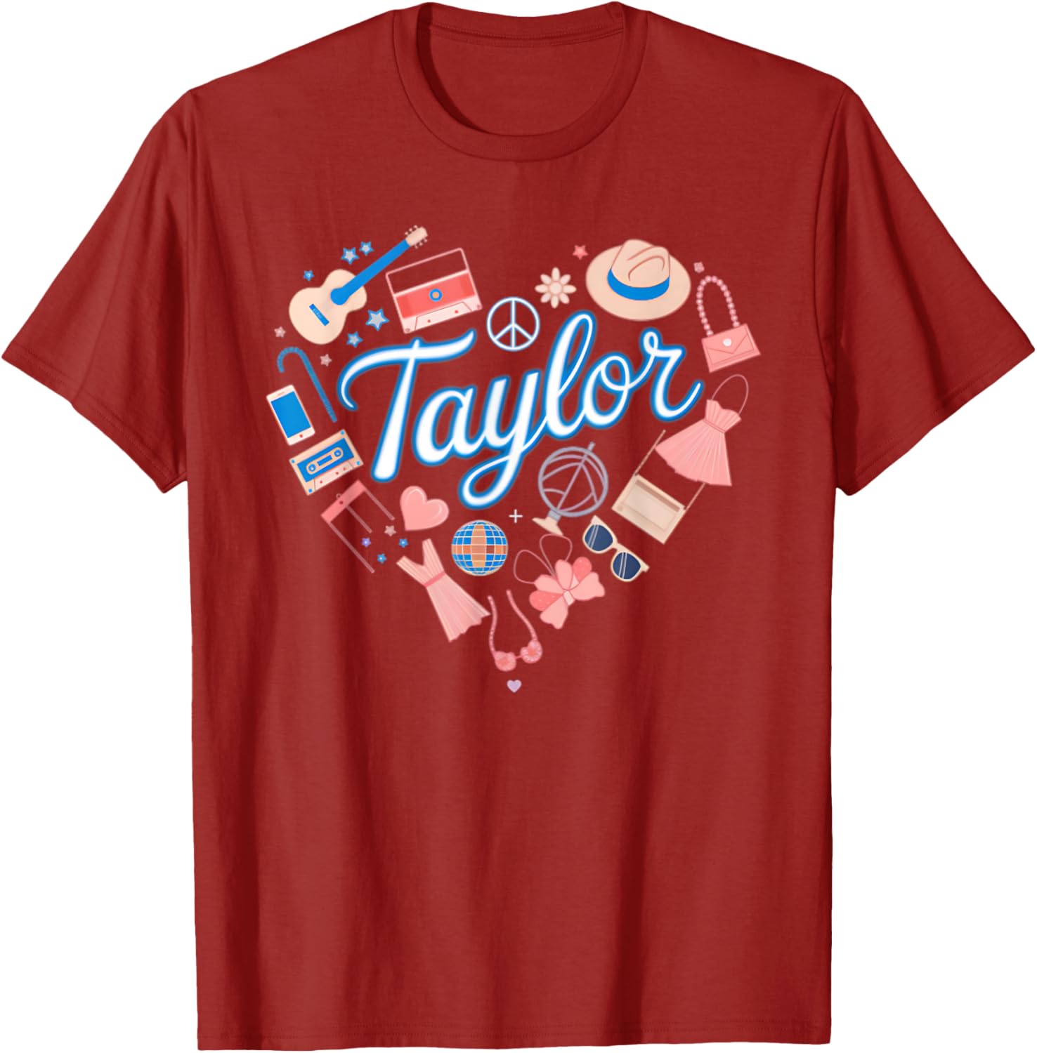 Personalized Girl Retro Heart T-Shirt with Taylor Name for Stylish Kids - 14
