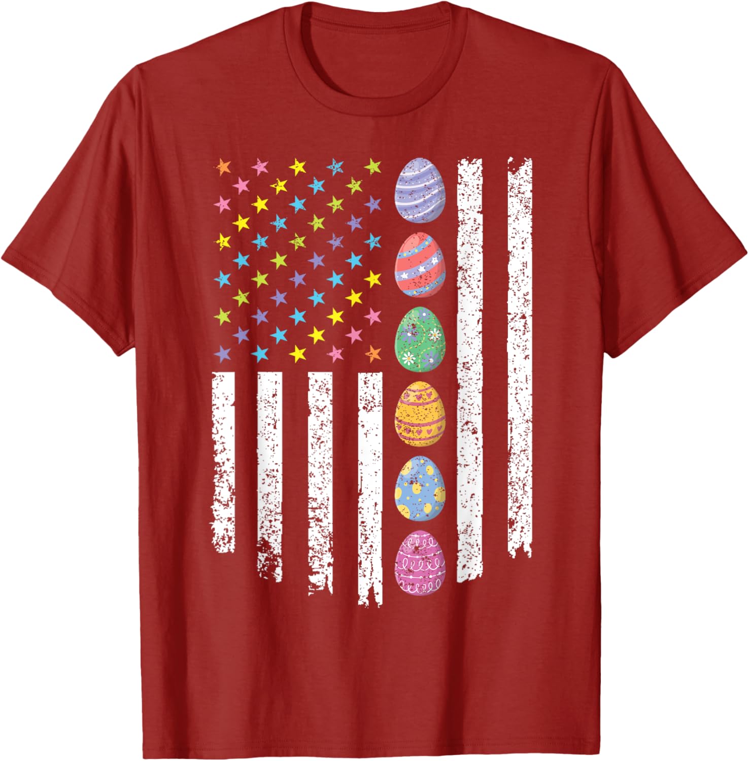 Vintage American Flag Easter Egg Hunting T-Shirt for Men and Boys - 2