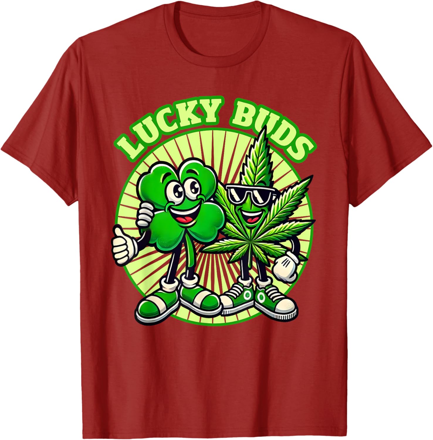 Lucky Buds St. Patrick's Day Retro Clover Weed T-Shirt for High Spirits - 9