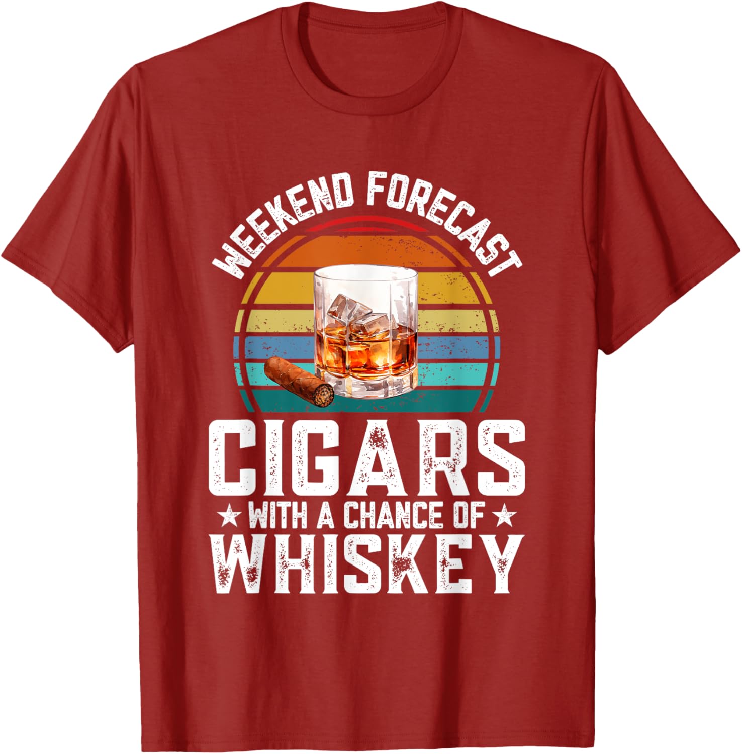 Bourbon Weekend Forecast Cigars T-Shirt with Whiskey Vibes for Relaxation - 6