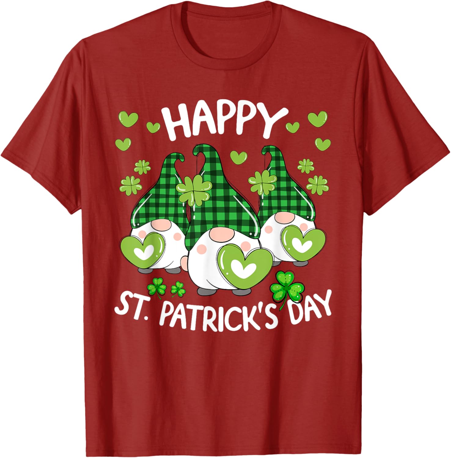Happy St Patricks Day Gnome Shamrock T-Shirt for Women and Kids - 11