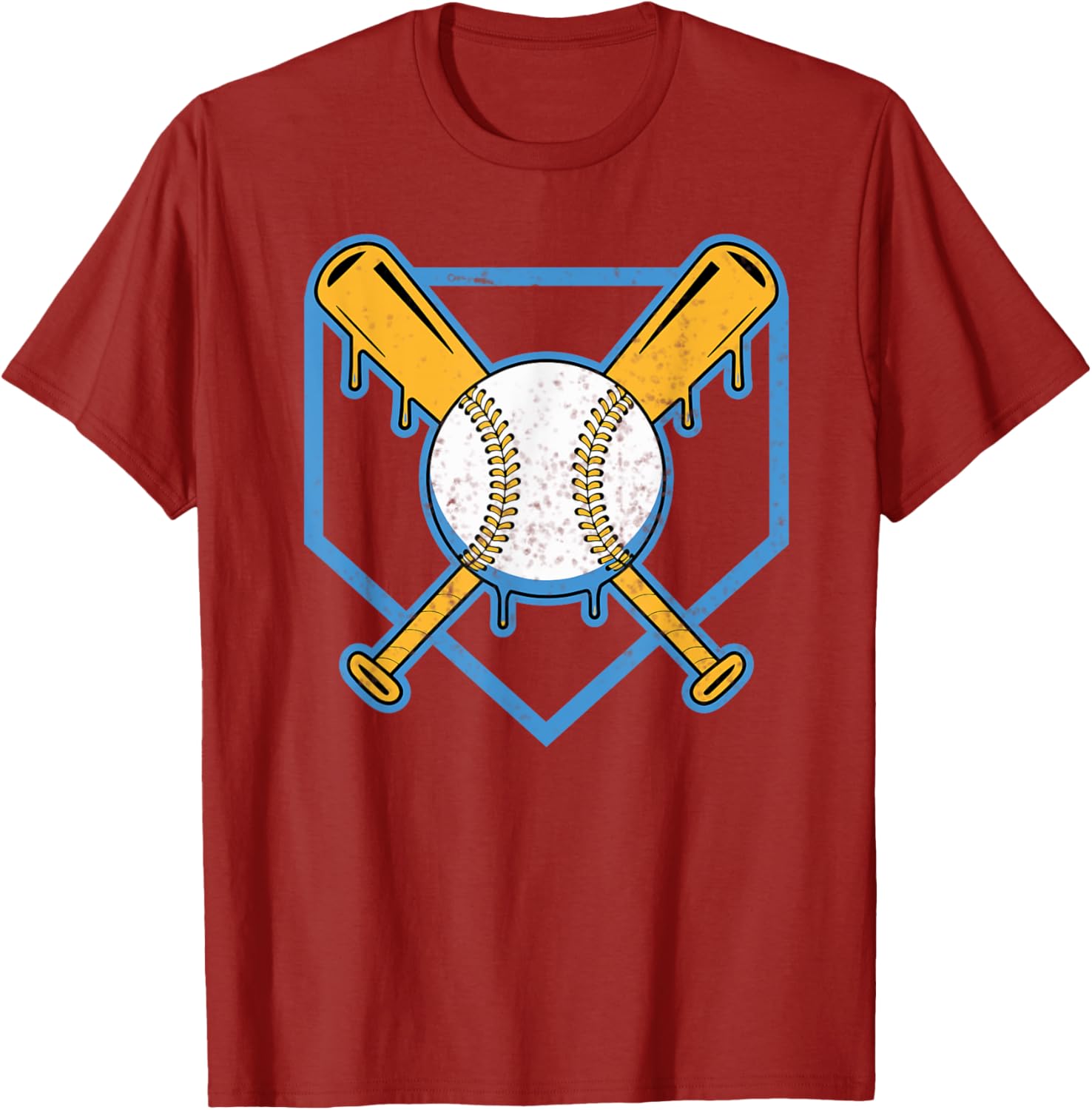 Yellow Baseball Home Plate Drip T-Shirt for Boys Sports Style - 18