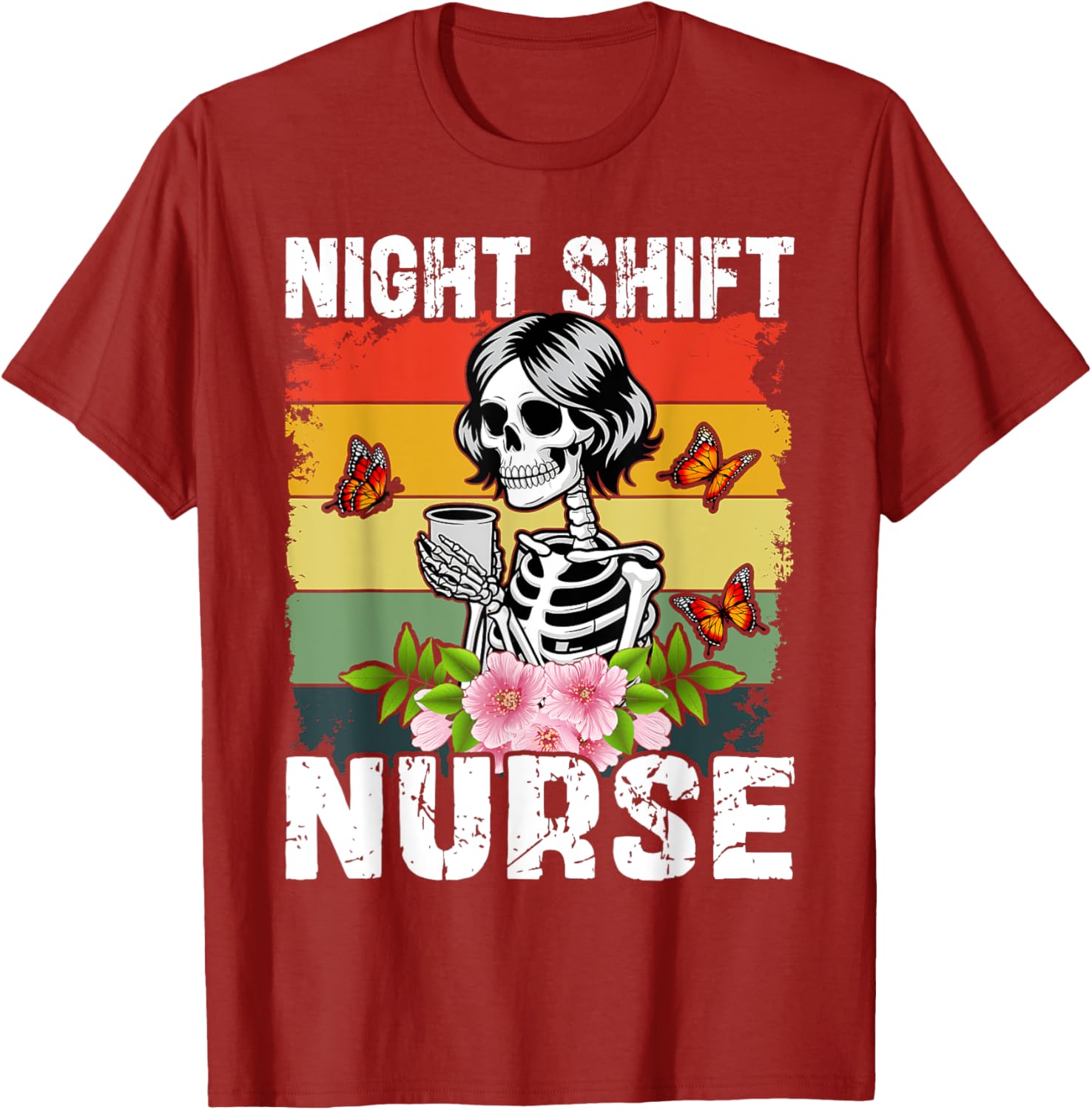 Funny Night Shift Nurse Skeleton T-Shirt for Healthcare Professionals - 8