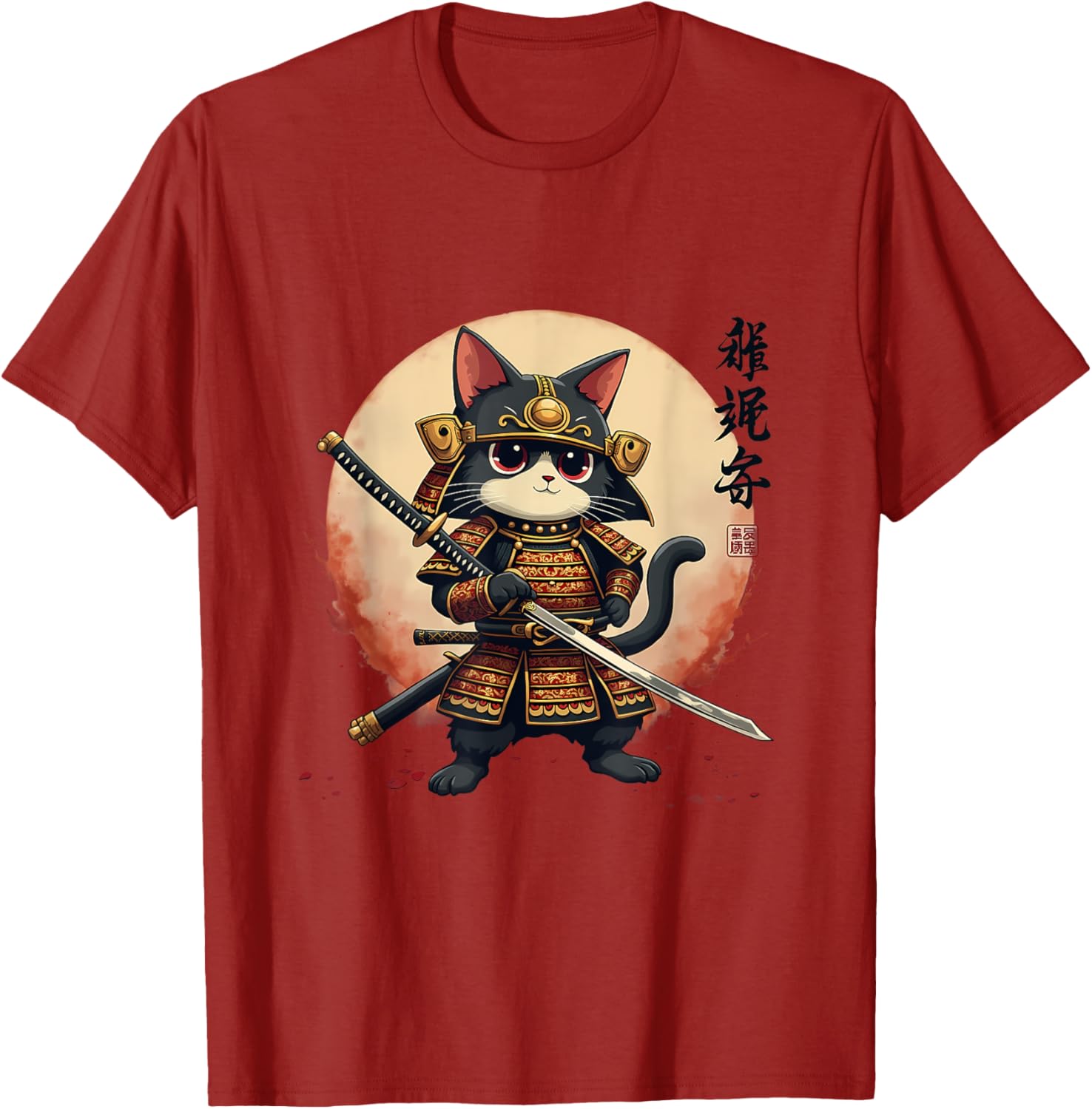 Samurai Cat Warrior Art Tee for Men and Women - Cool Japanese Anime T-Shirt - 10