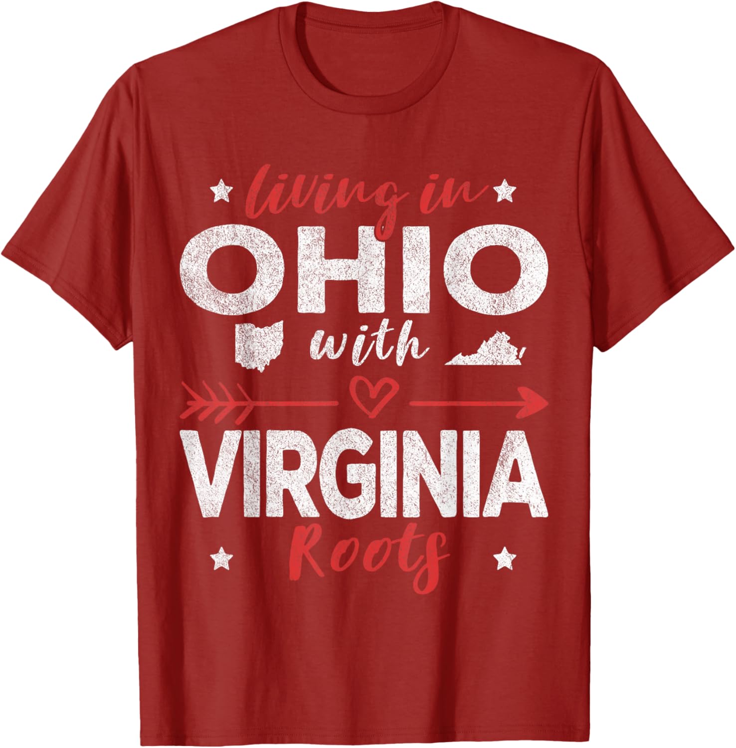 Living in Ohio with Virginia Roots T-Shirt for Proud State Lovers - 4