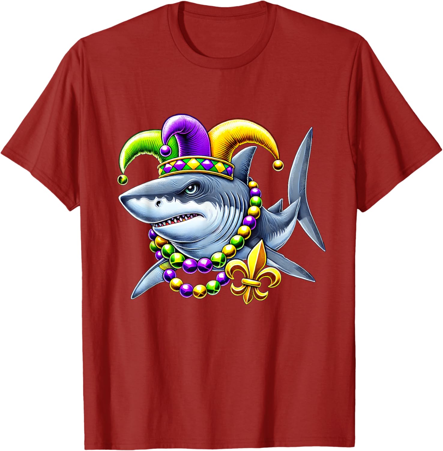 Jester Shark Beads Mardi Gras T-Shirt for Men, Women, and Kids - 17